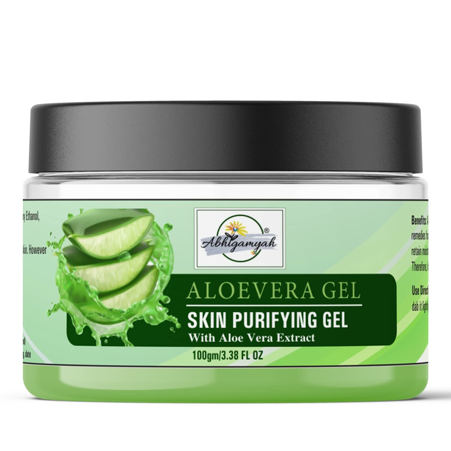 **ABHIGAMYAH Aloe Vera Gel for Face & Body - 100% Pure, Non-Sticky, No Parabens & Sulfates (100g) - Hydrating & Soothing for Sunburn, Dry Skin & After Shave Care**
