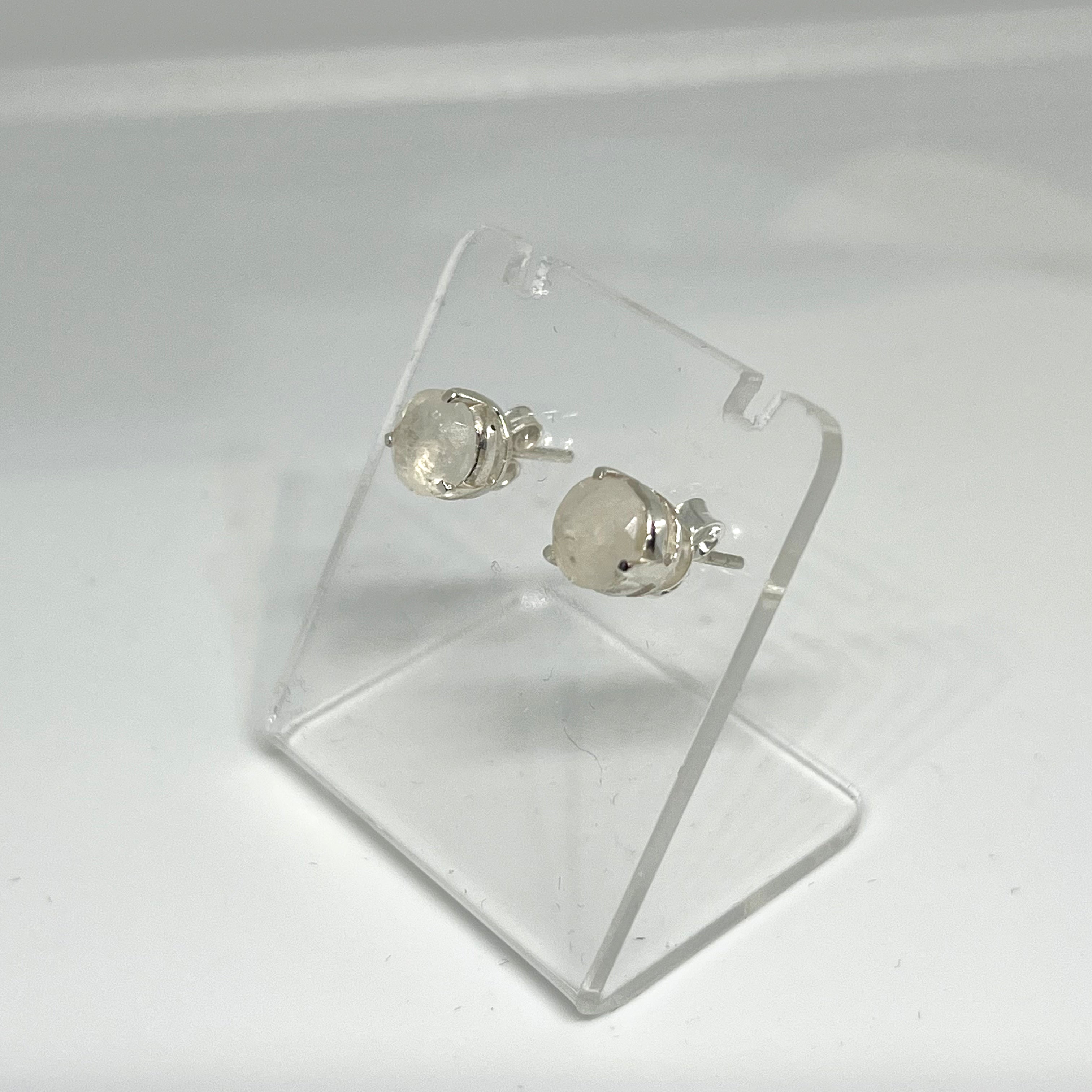 7mm Round Faceted Gemstone Stud Earrings - 3 Prong Set for Women (PSE006) | Perfect for Everyday Wear, Parties & Gifts