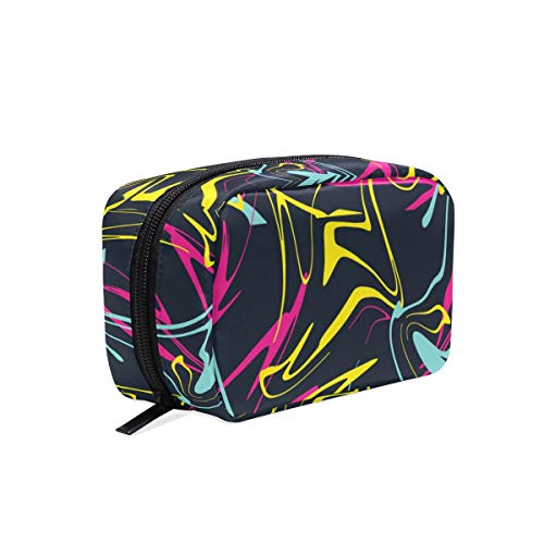 ILEEY Abstract Minimalist Cosmetic Pouch - Waterproof Makeup Bag for Women, Travel Toiletry Organizer Case - Perfect for Gym, Vacation & Daily Essentials Storage