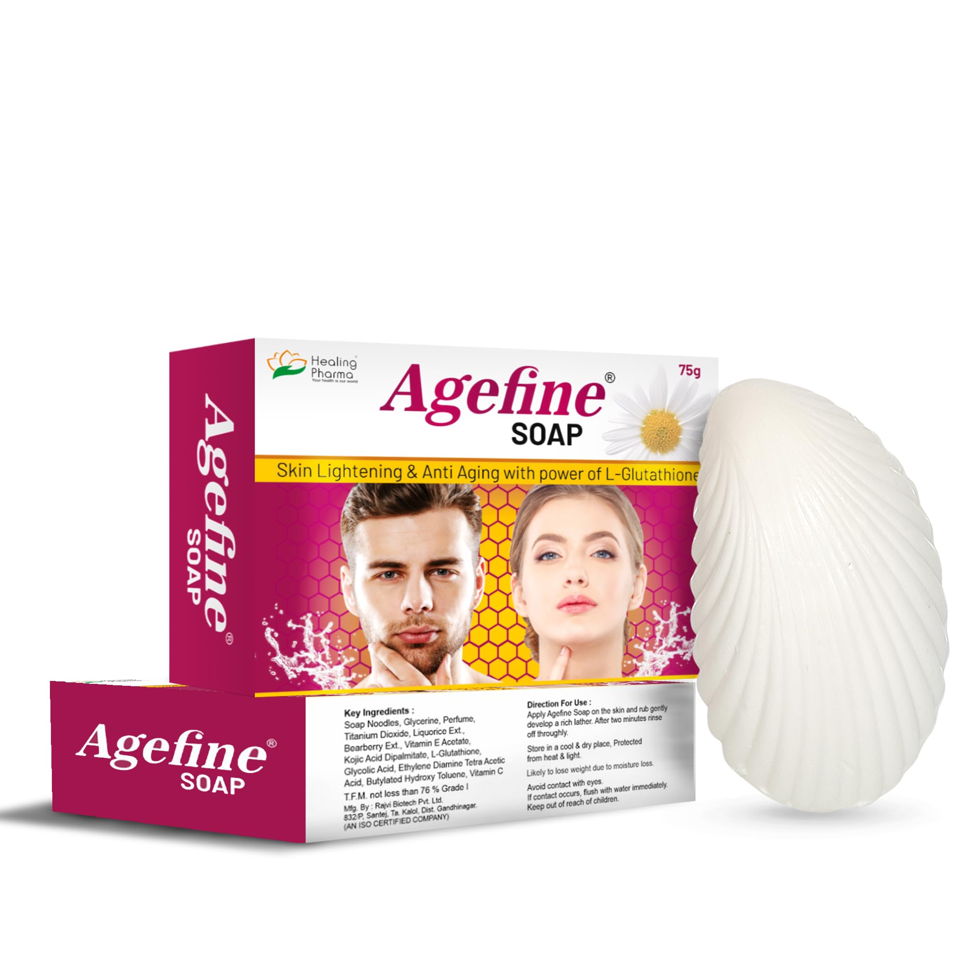 Healing Pharma Kojic Acid & Glutathione Soap for Skin Brightening - Dark Spot Corrector, Hyperpigmentation Treatment & Tan Removal Soap for Men & Women - 75g x 3 Pack (Perfect for Daily Skincare Routine & Achieving Radiant Complexion)