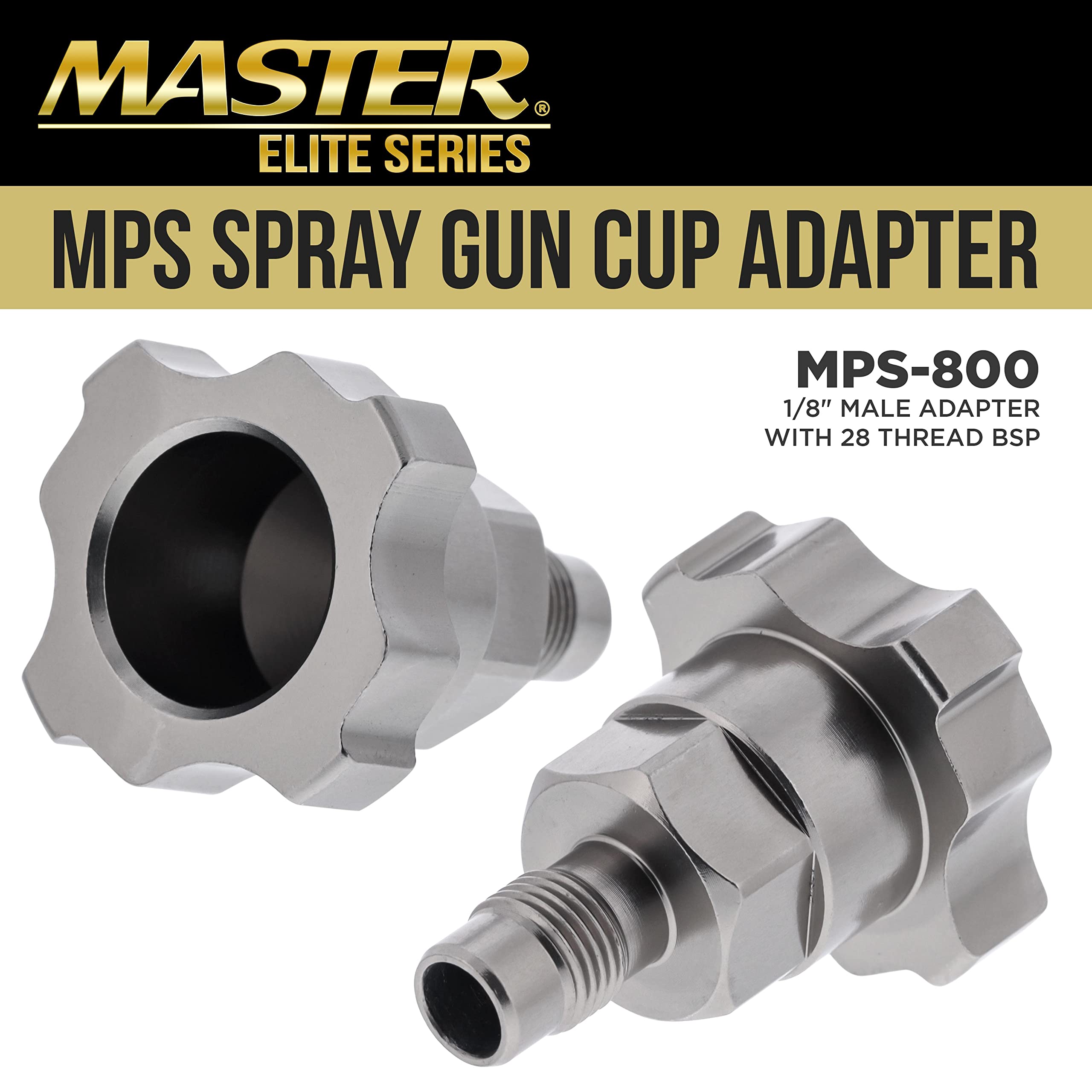 Master Elite Paint System MPS Spray Gun Cup Adapter 800 - Converts Iwata LPH80 Spray Guns to MPS Disposable Cup Liners & Lid System | Professional Automotive & Industrial Spray Painting Tool