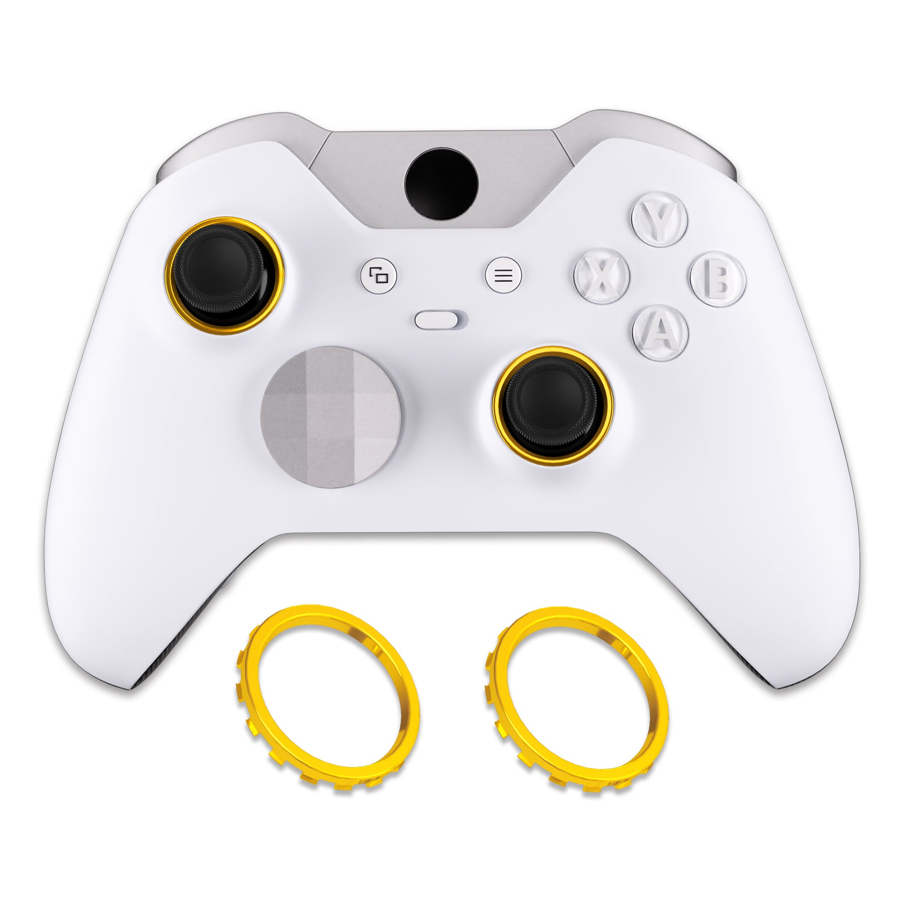 eXtremeRate Chrome Gold Custom Accent Rings for Xbox Elite Series 2 Core & Elite Series 2 Controllers - Compatible with Xbox One Elite & Series X/S ASR Shell - Perfect for Gaming Setup & Customization