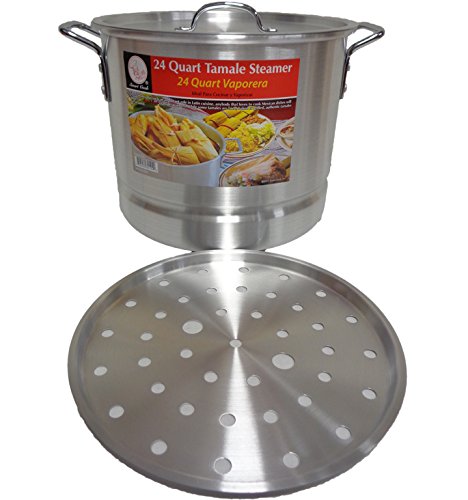 Premium 24 Qt Aluminum Tamale Steamer Pot - 6 Gallon Vaporera Stock Pot for Authentic Mexican Cooking | Perfect for Tamales, Seafood Boils & Large Batch Meal Prep