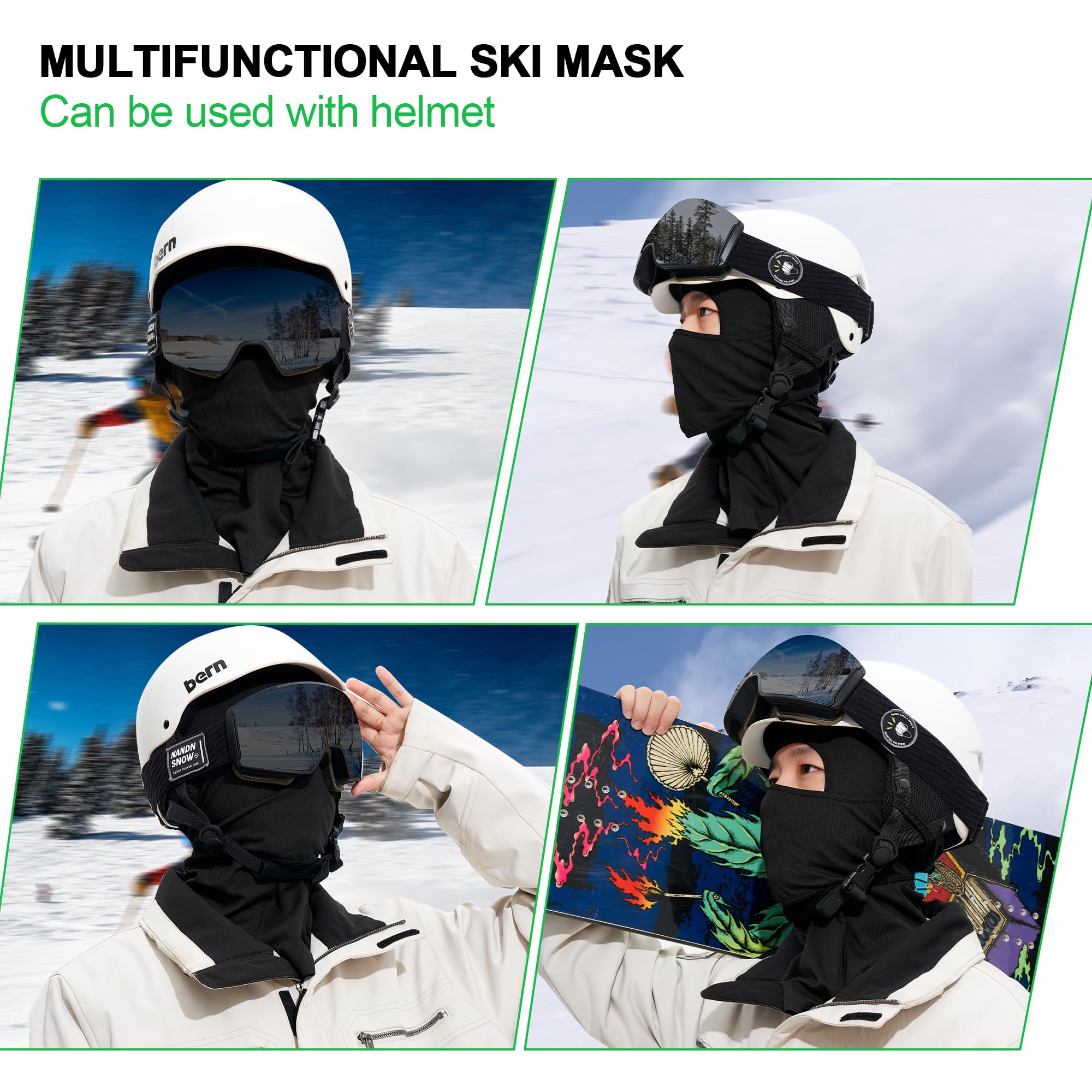 3-Pack Balaclava Ski Mask for Men & Women - Breathable Full Face Cover for Sun Protection & Cold Weather - Ideal for Skiing, Snowboarding, Motorcycling & Outdoor Activities