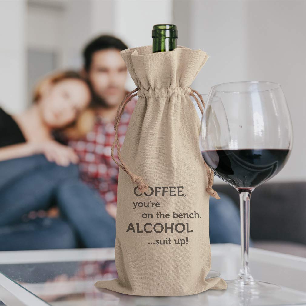 Custom Cotton Wine Gift Bag - Personalized Alcohol Tote for Coffee, Housewarming & Parties - Natural Canvas Design for Gifting & Celebrations | Perfect for Wine Lovers, Hostess Gifts & Special Occasions