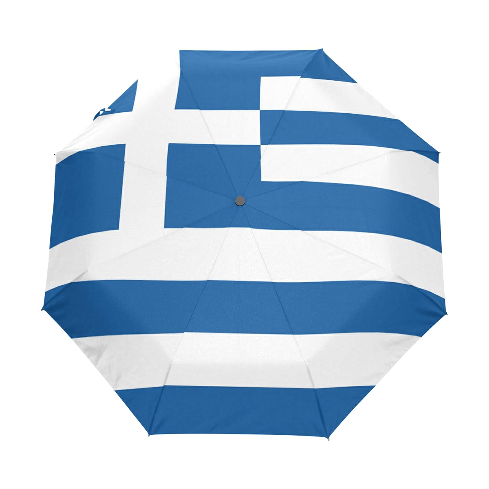 Windproof Travel Umbrella - Auto Open/Close Compact Umbrella for Rain & Sun Protection - Lightweight & Portable Folding Umbrella with Greek Flag Design - Perfect for Commuting, Travel & Outdoor Activities