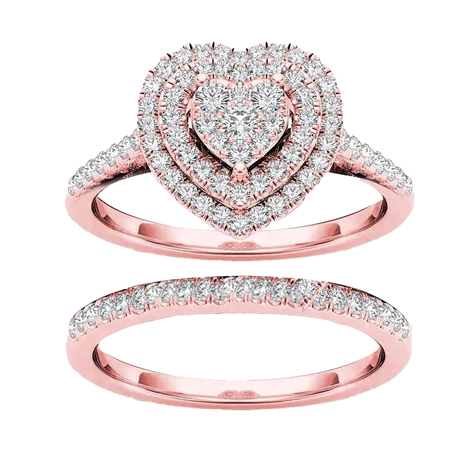 Diamond Love Statement Ring for Women - Elegant Hollow Carved Design | Perfect Couple Gift