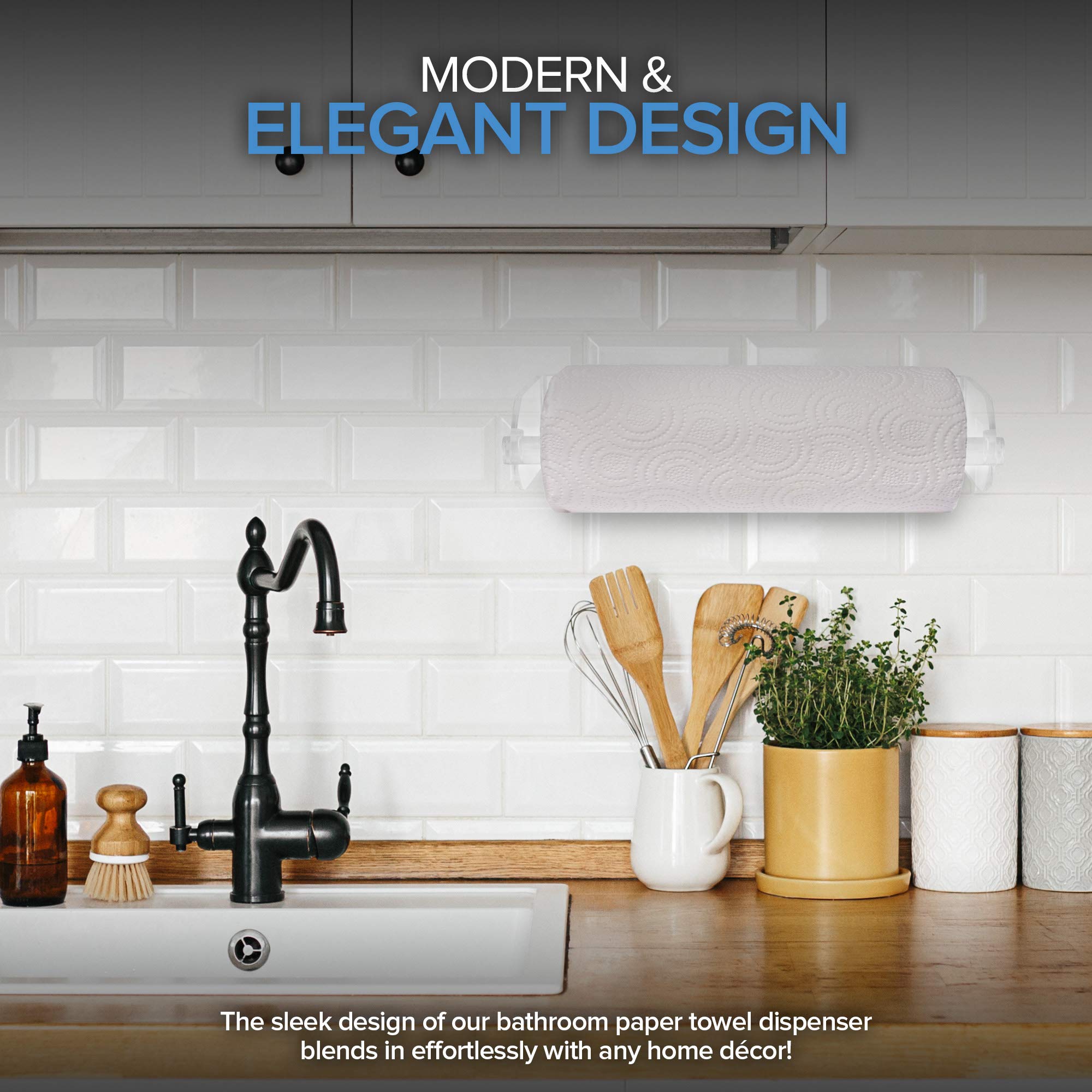 Clear Acrylic Wall Mount Paper Towel Holder - Modern Kitchen & Bathroom Organizer for Home & Office Use
