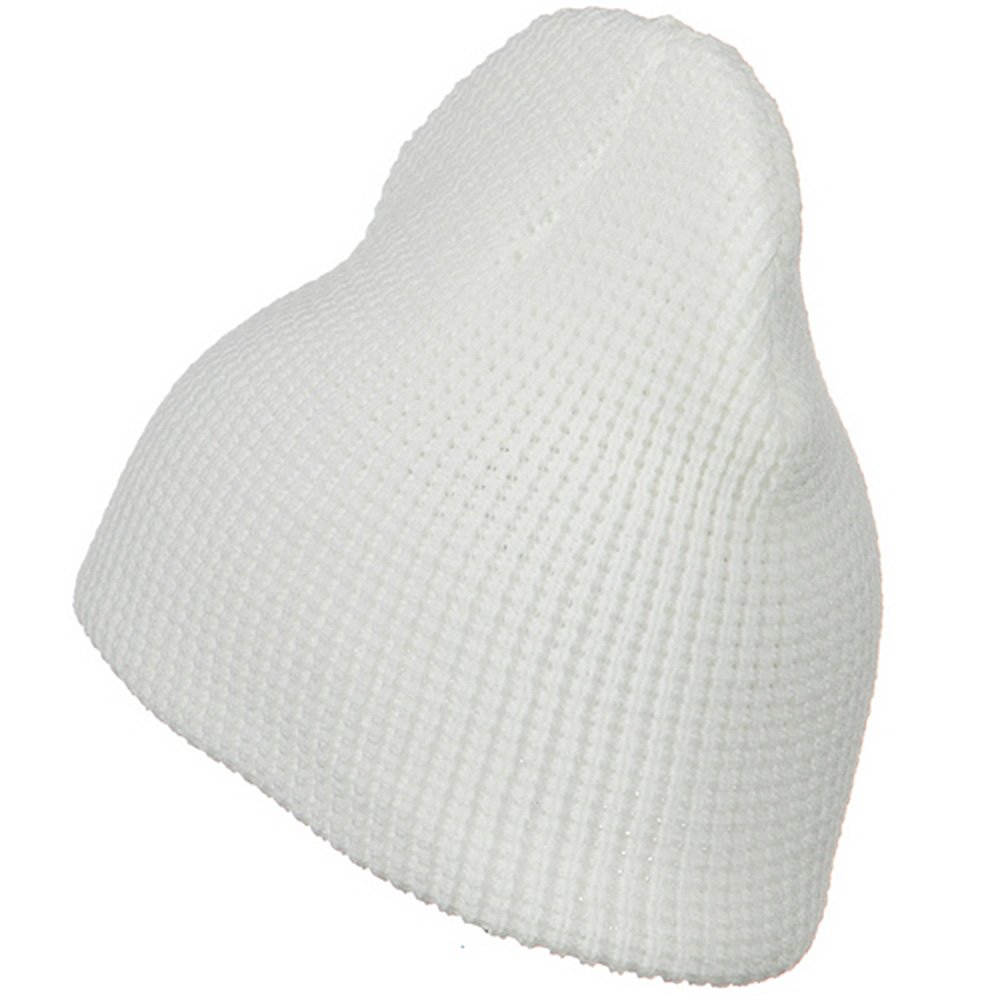 Artex Big Stretch Waffle Stitch Short Beanie for Women & Men - Soft Winter Hat in White - Perfect for Skiing, Snowboarding & Cold Weather Activities