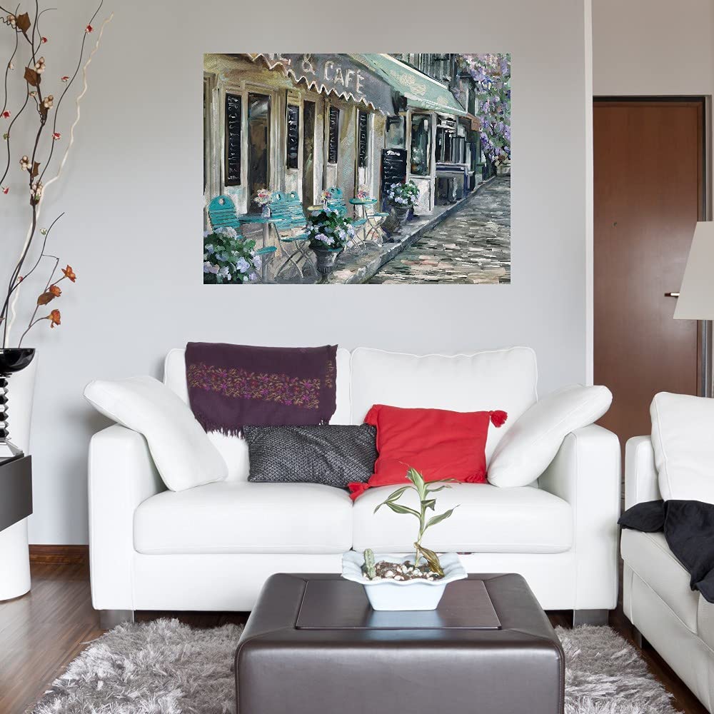 French Art Bistro de Paris II Canvas Wall Art - 32x24 Inch Large Painting for Living Room Decor | Modern Cityscape Fine Art Print | Perfect for Home, Office & Cafe Wall Decoration