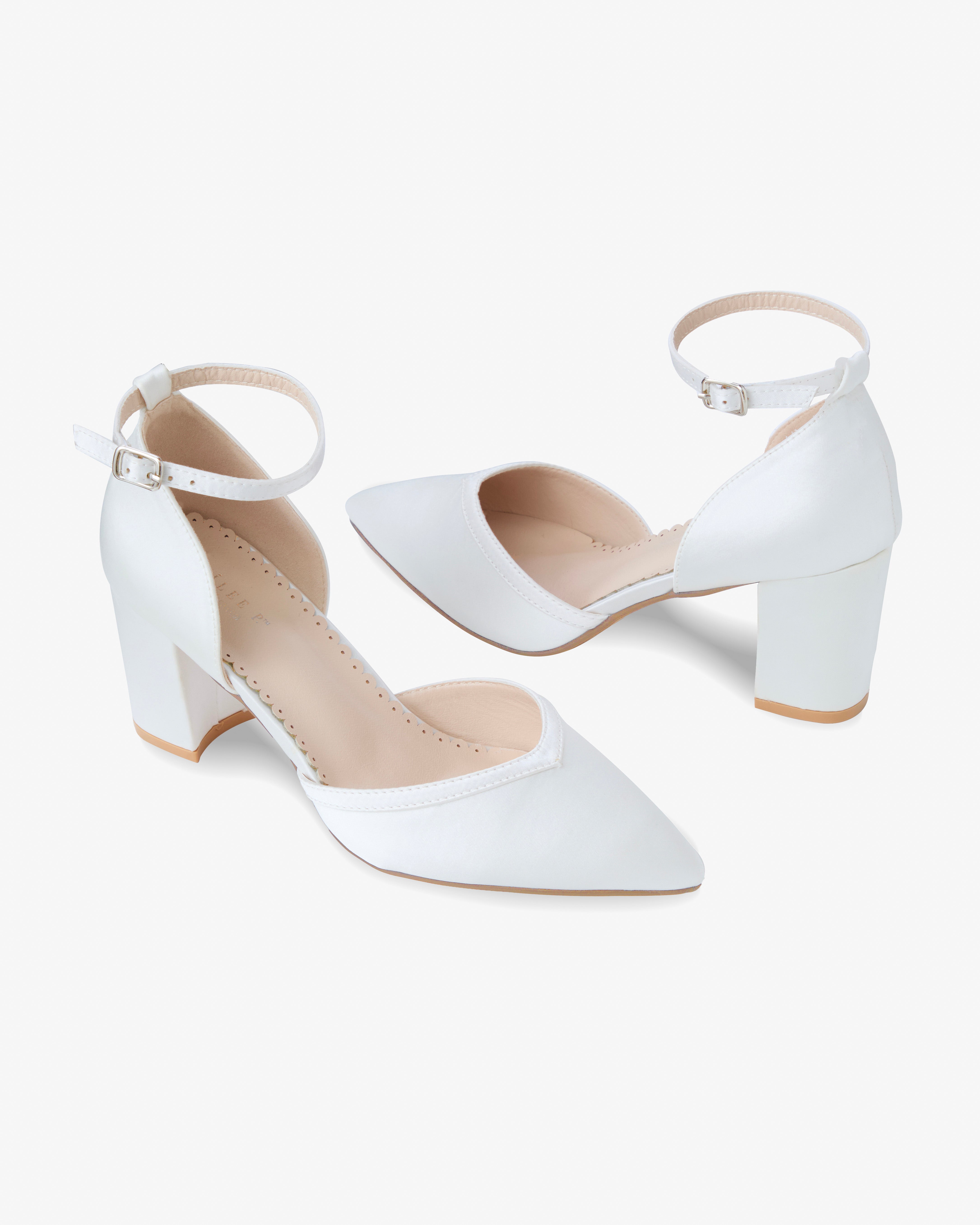 Elegant Satin Block Heel Wedding Shoes for Bride - Comfortable Bridal Party Shoes for Ceremony, Reception & Special Occasions