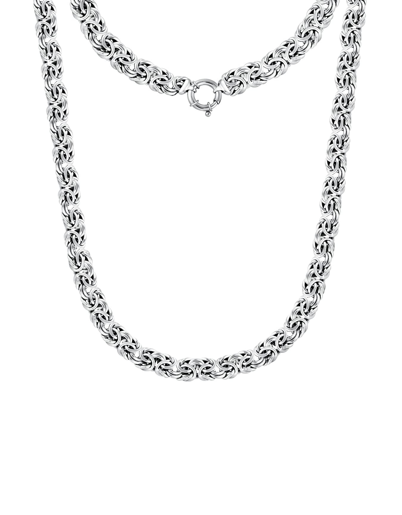 Savlano 925 Sterling Silver 9mm Italian Flat Byzantine Link Chain Necklace - 20 Inch Hollow Byzantine Necklace for Women - Made in Italy - Gift Box Included - Perfect for Everyday Wear, Special Occasions & Gifts