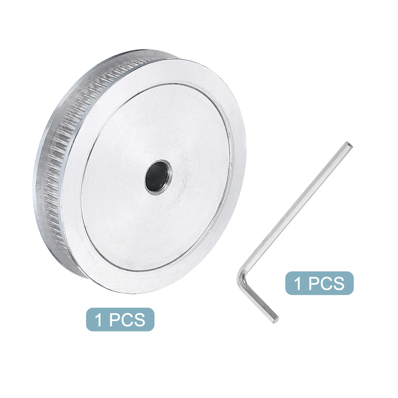 uxcell GT-2 Timing Pulley Wheel 80 Teeth 8mm Bore for 6mm Width Belt - Aluminum Alloy Synchronous Pulley with Wrench - Compatible with 3D Printers, CNC Machines - Perfect for DIY Projects, Robotics & Industrial Automation