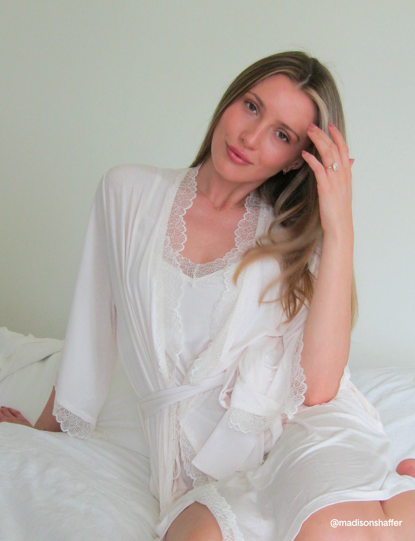 Women's Second Skin Luxe Rib Lace Cami Top, Shorts & Robe Set - Soft Comfortable Lounge Wear for Sleepwear, Bridal Shower & Relaxing at Home