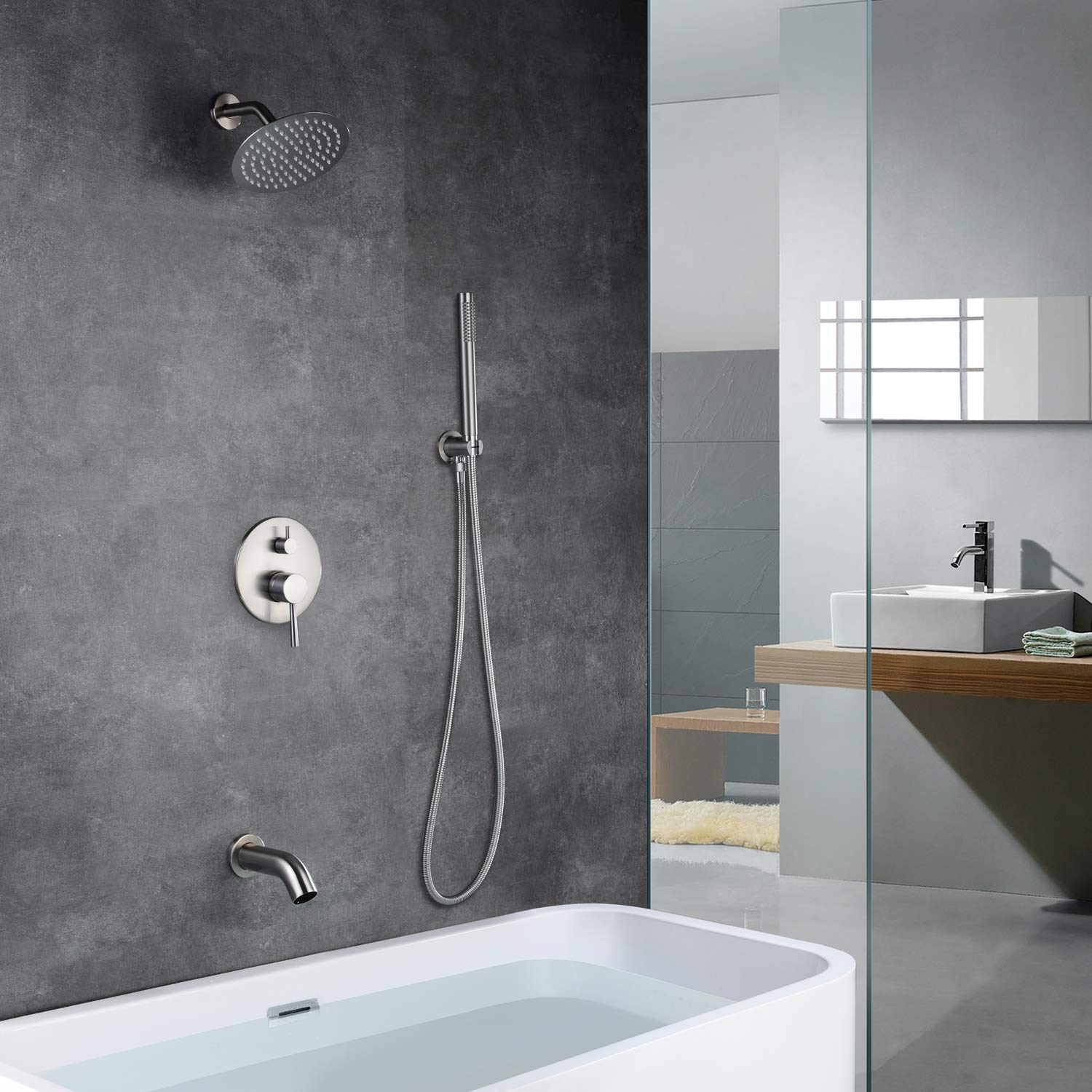 Premium Brushed Nickel Shower System with 8