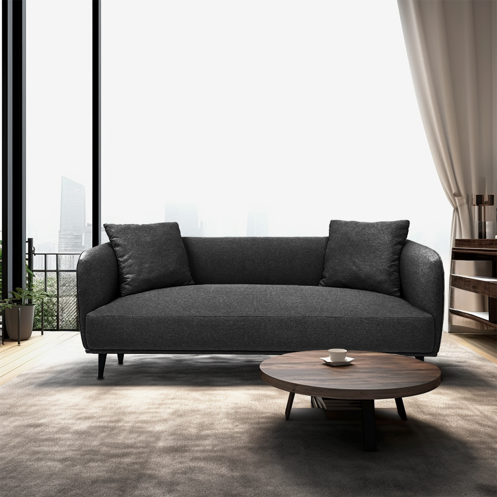 Heather 2.5 Seater Sofa - Modern Fabric Couch for Living Room, Small Space Apartment Furniture, Comfortable Loveseat for Lounge, Office & Guest Room (Beige/Gray)