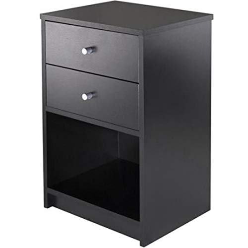 Autokola Black Round Handle Nightstand with 2 Drawers - 40 x 30 x 60cm Bedside Table for Bedroom - Fast 3-7 Day Delivery - Perfect for Small Spaces, Apartments & Guest Rooms
