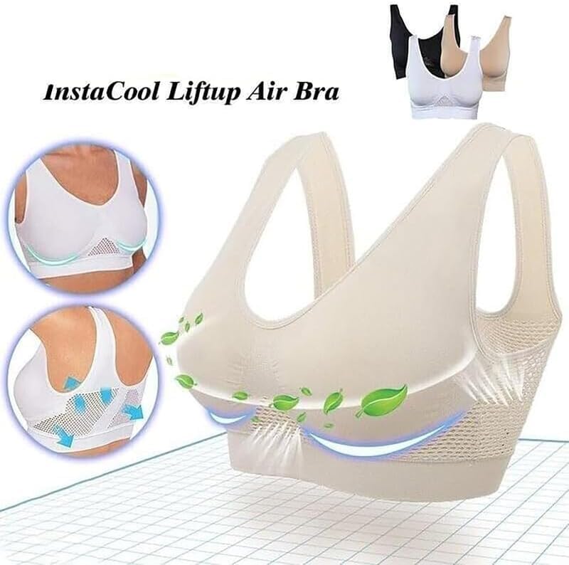 Breathable Cool Lift-Up Air Bras - Padded No Underwire Full Support Sports Bra for Women - Large Size Comfortable Workout & Yoga Bra for Active Lifestyles