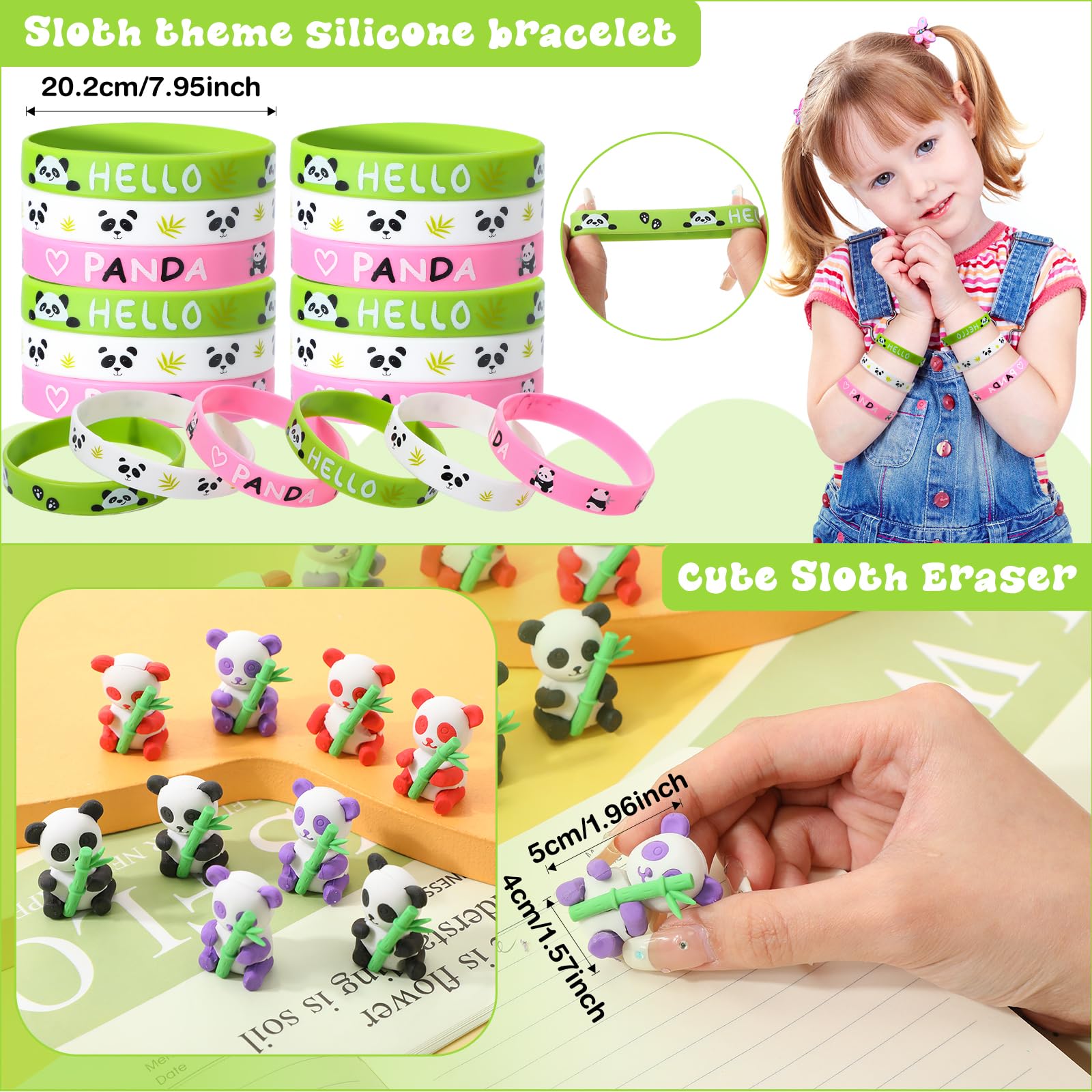 Seajan 162 Pcs Panda Party Favors Set - 16 Keychains, Bracelets, Stamps, Erasers & Stickers for Kids Birthday Party Decorations | Perfect for Panda Themed Birthday Parties & Baby Showers