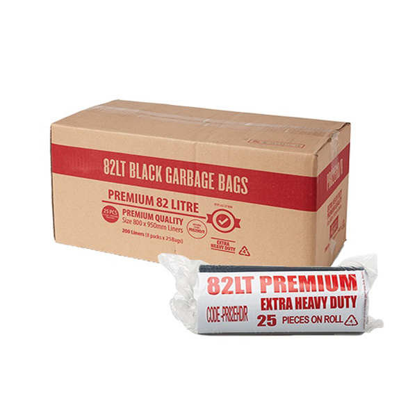 Premium Extra Heavy Duty 82Lt Black Trash Bags Roll - Large Capacity Garbage Bags for Kitchen, Office & Outdoor Use