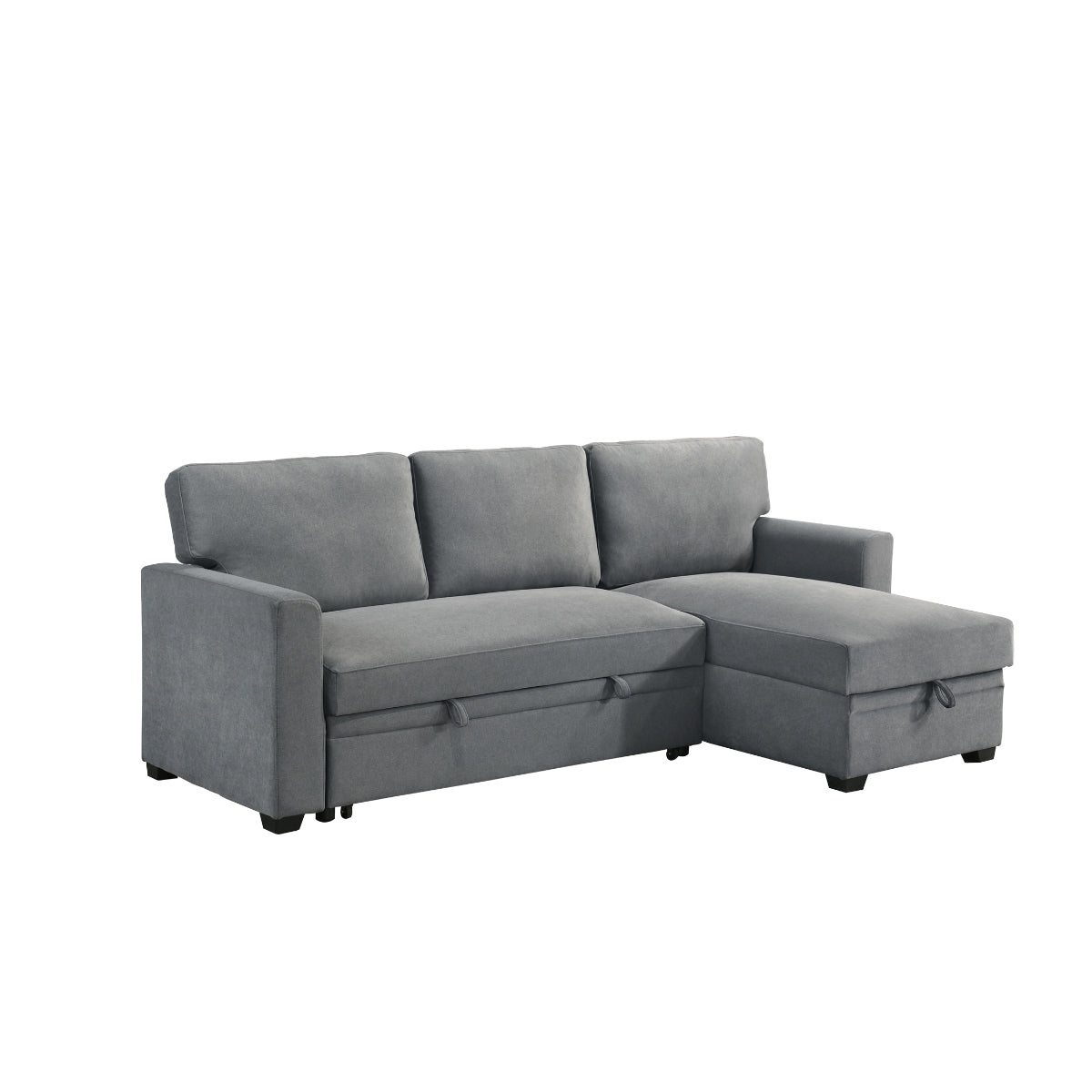 2-Piece Grey Sectional Sofa with Pull-Out Sleeper & Reversible Storage Chaise - Modern L-Shaped Couch for Small Spaces, Living Room, Apartment, and Home Theater Comfort