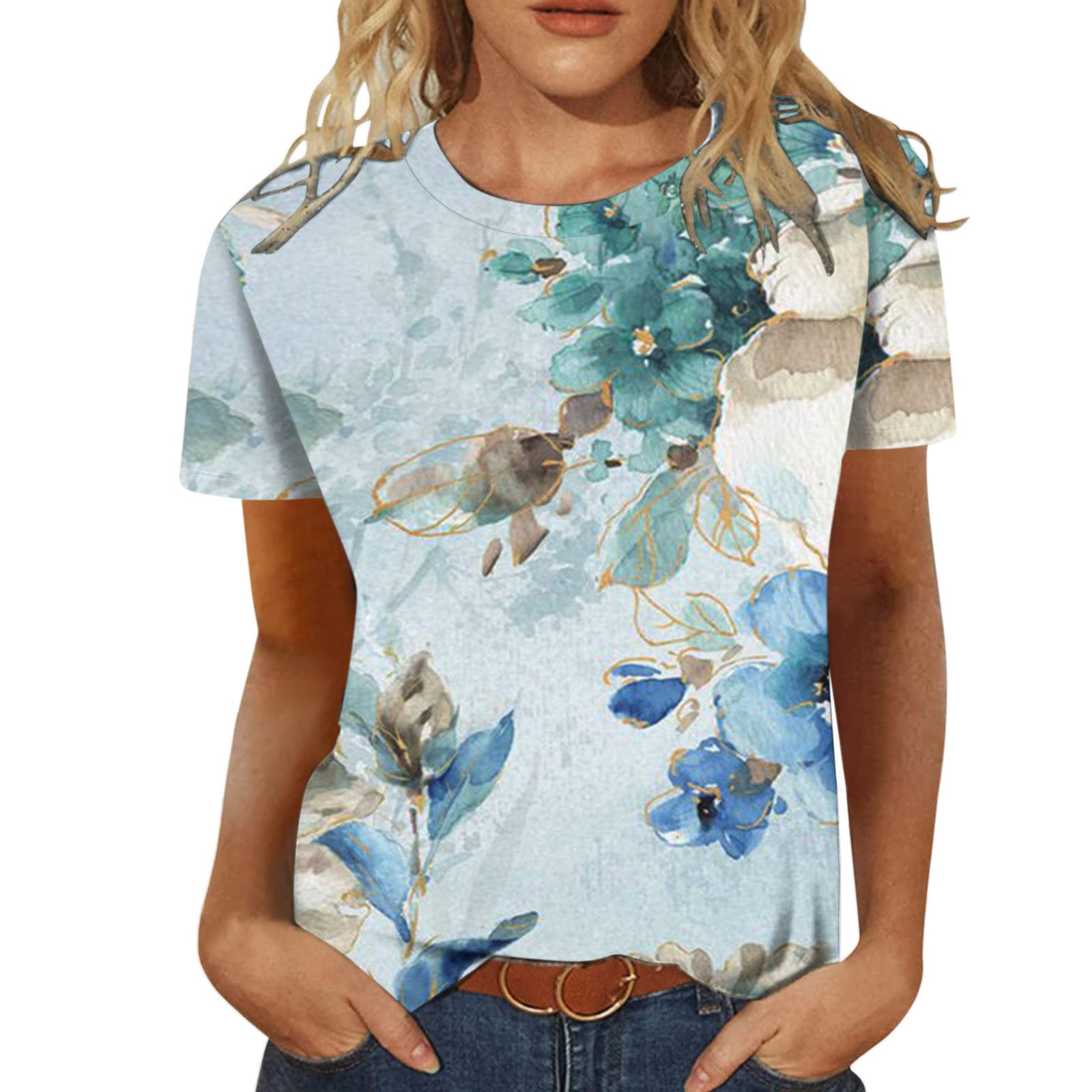 Women's Summer V-Neck T-Shirt - Casual Trendy Loose Fit Tunic Top, Sexy Short Sleeve Blouse for Plus Size Ladies | Perfect for Beach Outings, Vacations & Everyday Comfort