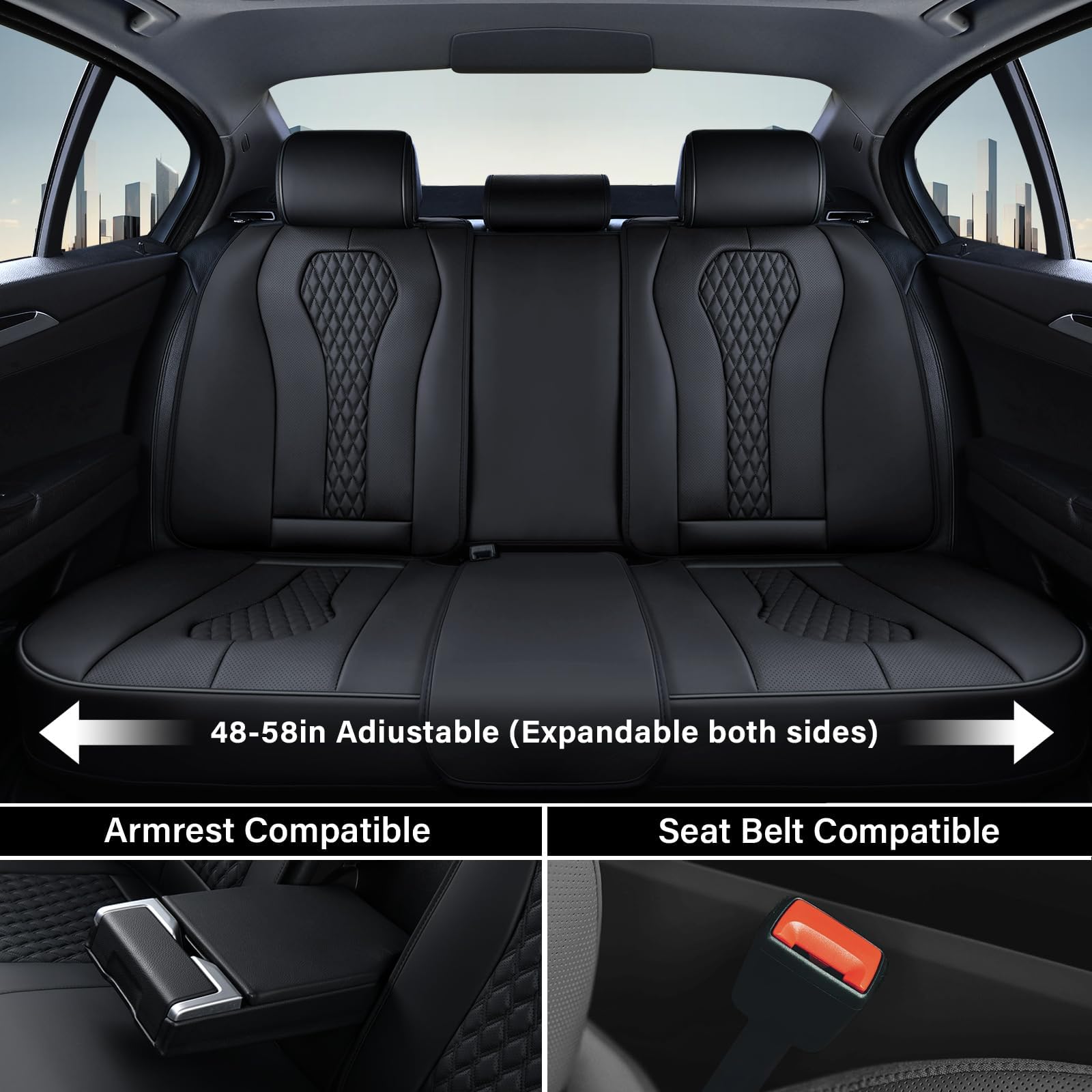 Premium Waterproof Leather Car Seat Covers Full Set - Universal Fit for Most Vehicles (Front & Back Seats) | Black Auto Seat Protectors for SUVs, Trucks & Sedans | Durable Seat Cushion for Daily Commute, Road Trips & Pet Protection