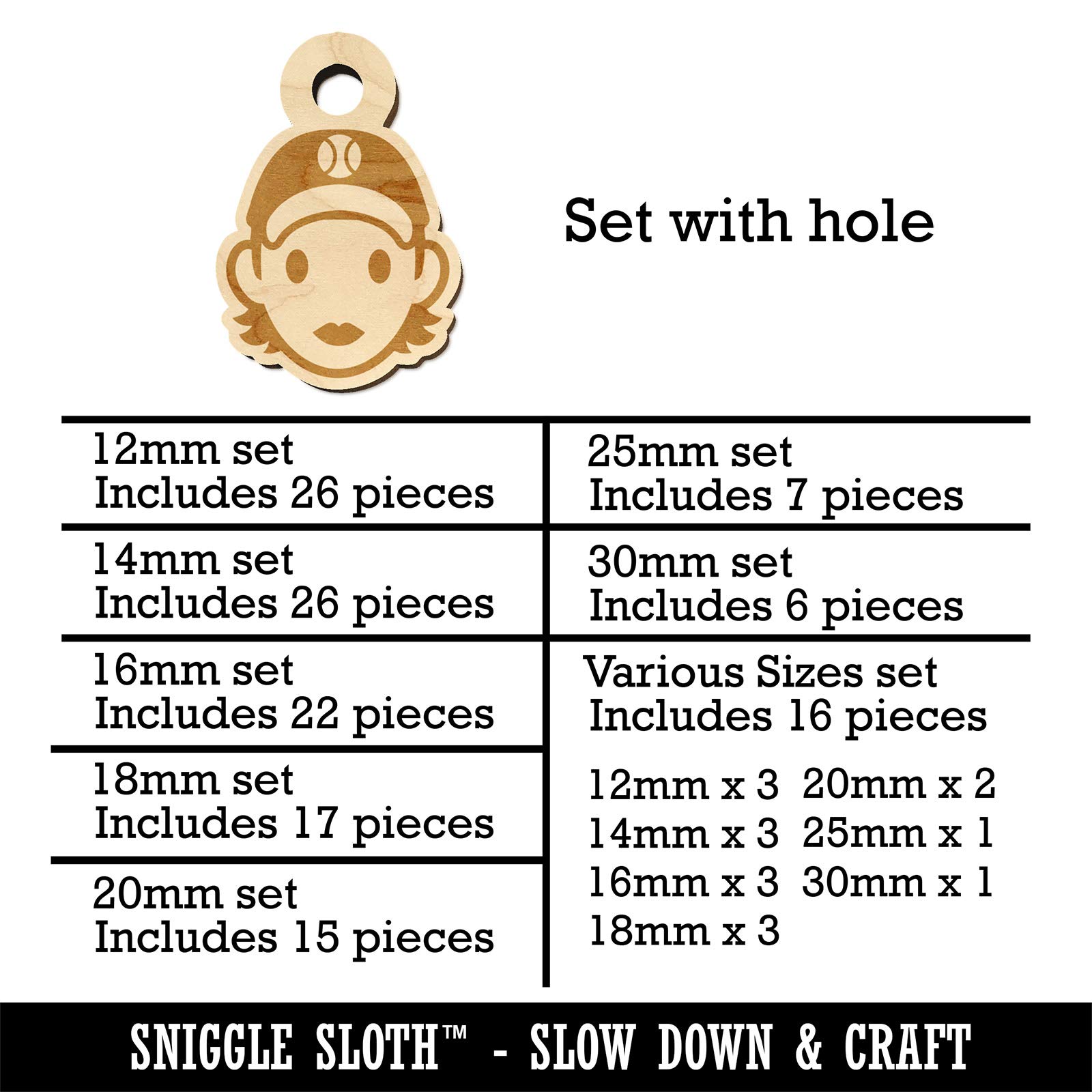 16mm (22pcs) Mini Wooden Softball Player Charms with Hole - DIY Jewelry Craft for Athletes, Women & Sports Fans - Perfect for Bracelets, Keychains & Scrapbooking