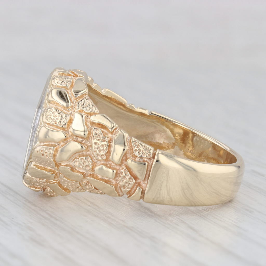 0.33ctw Diamond Cluster Gold Nugget Ring - 14k Yellow Gold Men's Size 12.5 - Perfect for Weddings, Anniversaries & Special Occasions