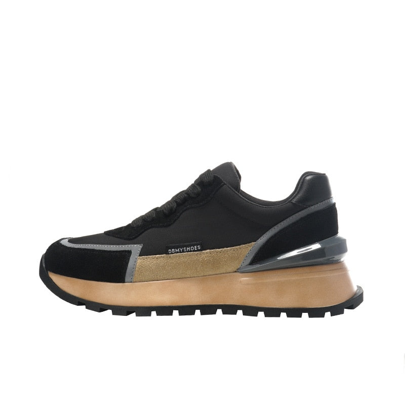 Lovevop Women's Platform Sneakers - Genuine Leather Chunky Casual Shoes with Cross Tied Design & Luminous Accents | Trendy 2024 Fashion Sneakers for Women | Perfect for Running, Gym Workouts & Street Style Outfits