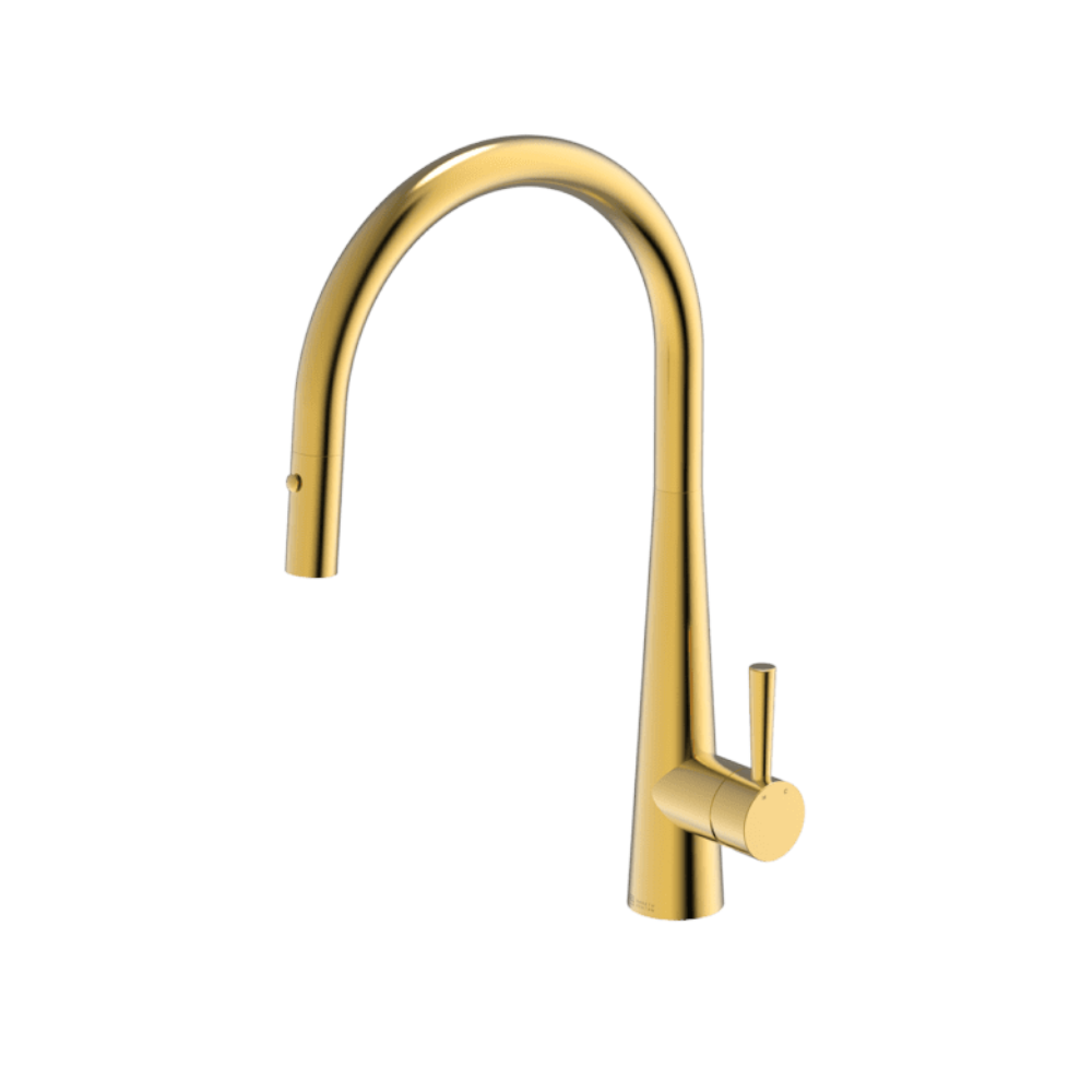 Premium Gooseneck Pull-Out Kitchen Faucet - Eureka Gold Finish, KTA014 G - Perfect for Modern Kitchens & Bar Sinks