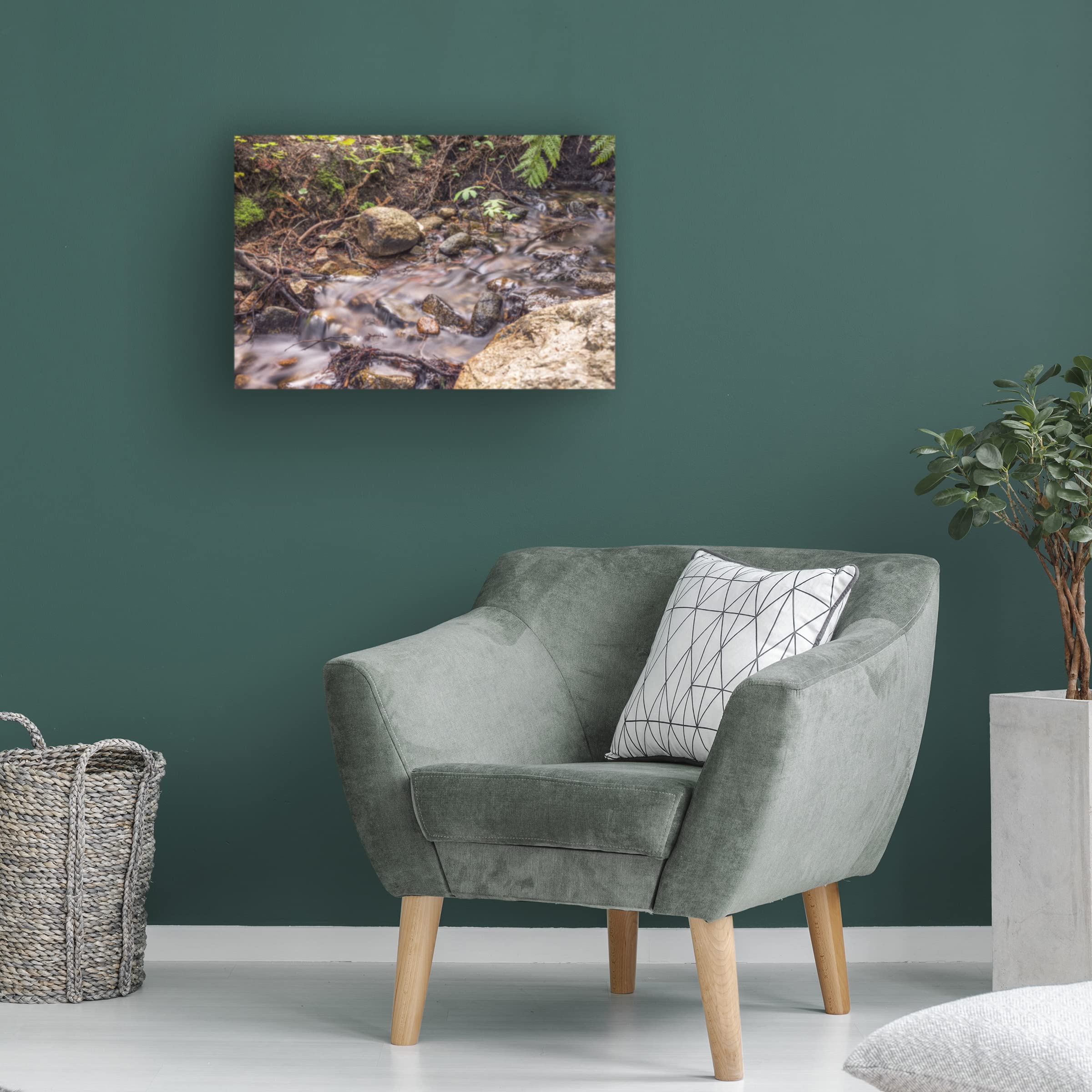 Joseph S Giacalone 'Delicate Creek' 16x24 Canvas Wall Art Print - Landscape Nature Painting for Living Room, Bedroom & Office Decor