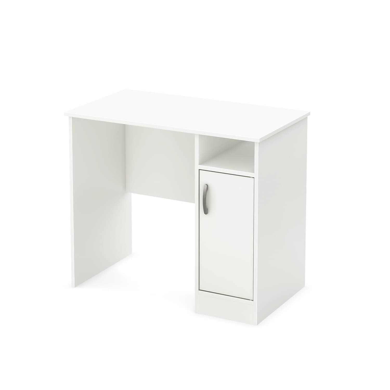 South Shore Small Computer Desk with Door, Pure White - Compact Home Office Desk for Small Spaces, Study & Workstation - Perfect for Apartments, Dorms & Home Offices