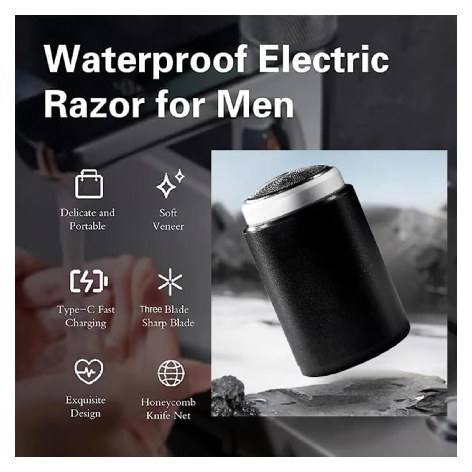 Enspiracle Mini Electric Shaver - Portable USB Rechargeable Waterproof Beard Trimmer for Men & Women | Home, Travel & Gym Use | Compact Washable Design (Brown+Gray)