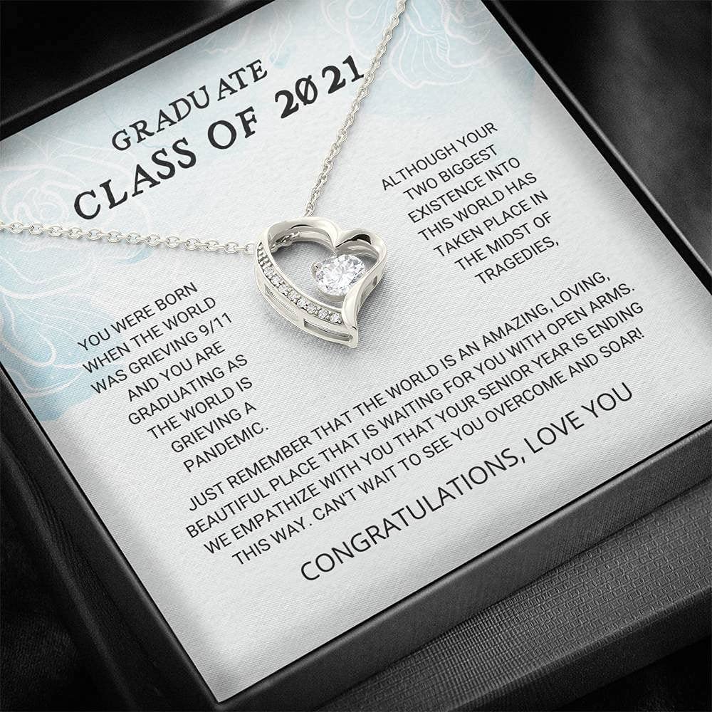 Personalized Graduation Jewelry Gift for Class of 2021 - Forever Love Necklace for Women, Custom Engraved Senior Graduate Present - Perfect for Graduation Ceremonies, Parties & Memory Keepsakes