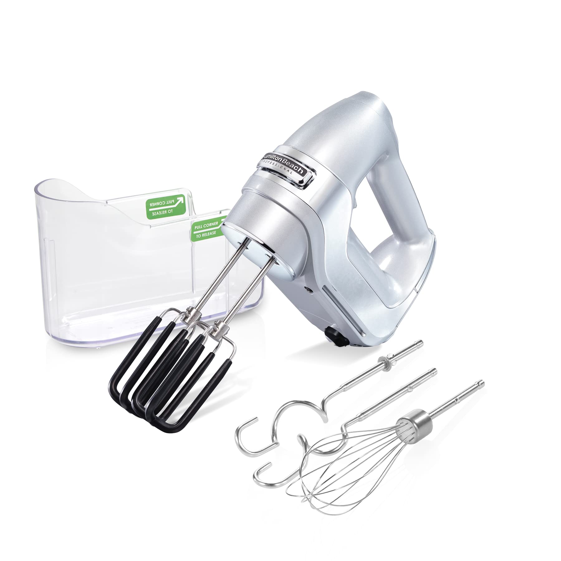 Hamilton Beach Professional 7-Speed Digital Electric Hand Mixer with High-Performance DC Motor - Silver Chrome (62657) | Slow Start, Snap-On Case, SoftScrape Beaters & Dough Hooks | Perfect for Baking Cakes, Cookies, Whipping Cream & Mixing Dough