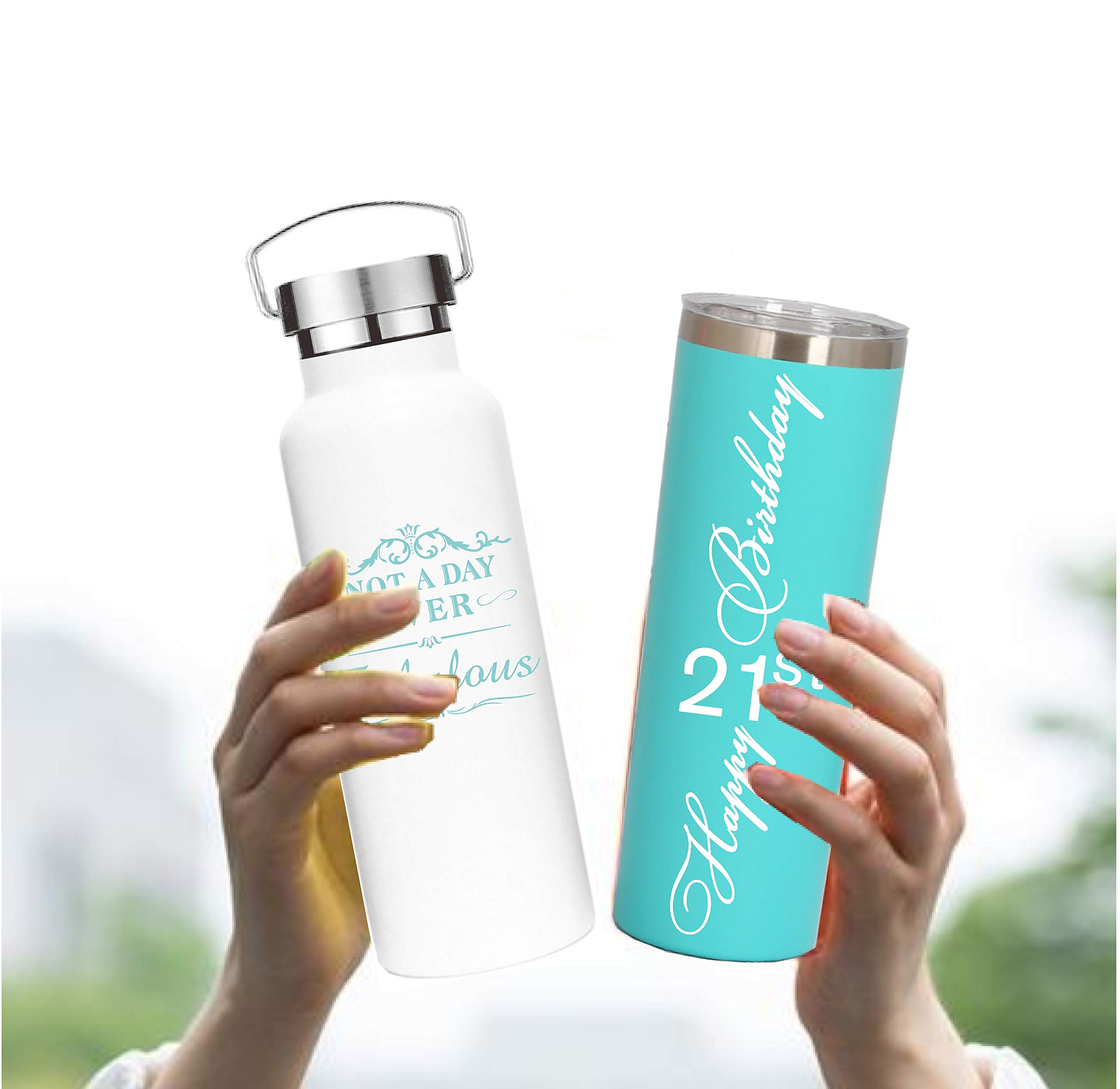 21st Birthday Gifts for Women - Insulated Tumbler Cup with Lid & Straw - Perfect 21st Birthday Present for Her, Daughter, Sister or Friend - Great for Parties, Travel & Everyday Use