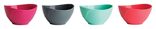 4-Piece Pinch Bowl Set in Coral, Gray, Fuchsia & Mint - Small Condiment Dishes for Spices, Sauces, Dips - Perfect for Kitchen, Dining, Party Serving