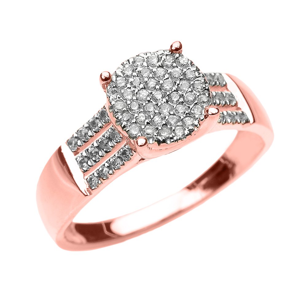 10K Rose Gold Dainty Diamond Engagement Ring for Women - Elegant Wedding Band, Promise Ring & Anniversary Gift for Her - Perfect for Proposals, Bridal Jewelry & Special Occasions