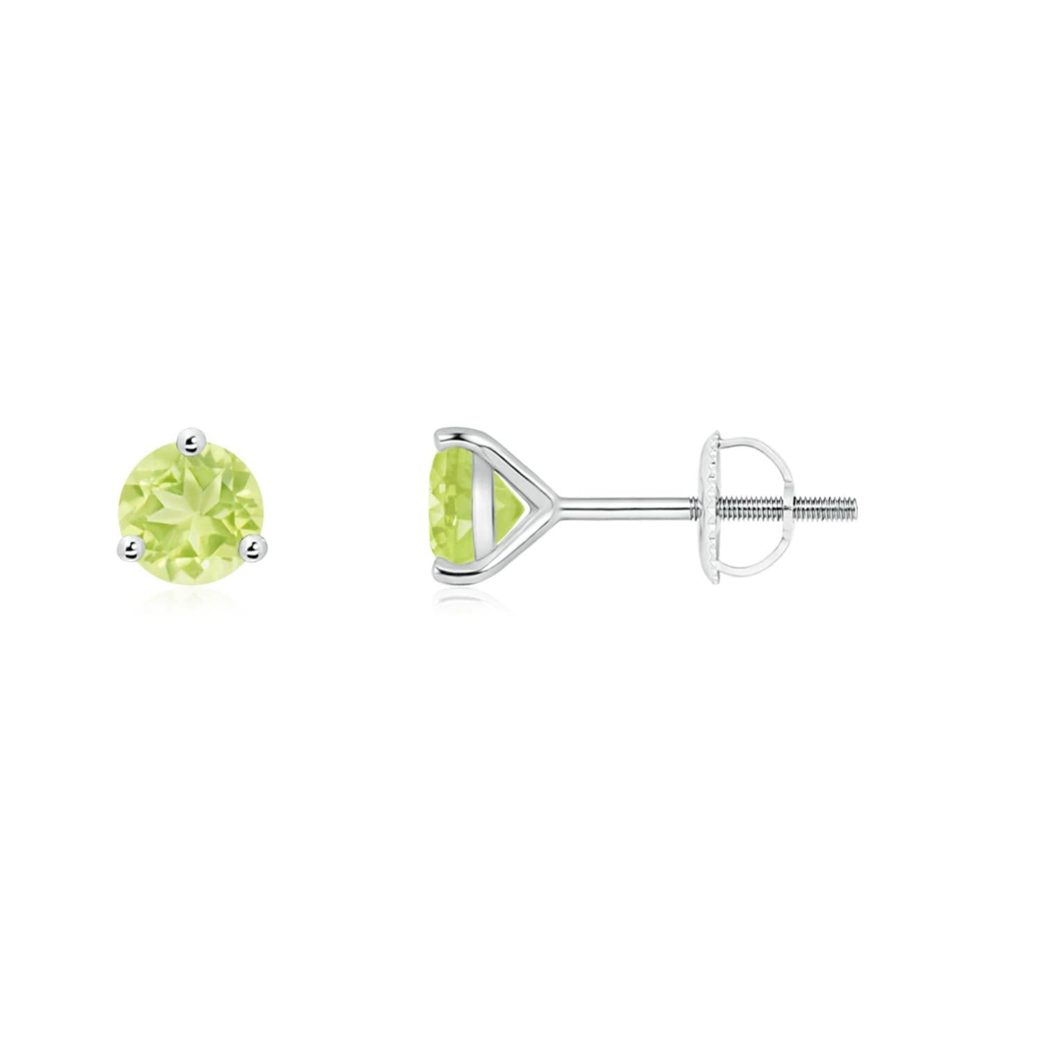 ANGARA Natural Martini-Set Round Peridot Stud Earrings in 14K Solid Gold/Platinum | August Birthstone Jewelry for Women | Birthday, Engagement, Anniversary & Wedding Gift | Perfect for Everyday Wear & Special Occasions