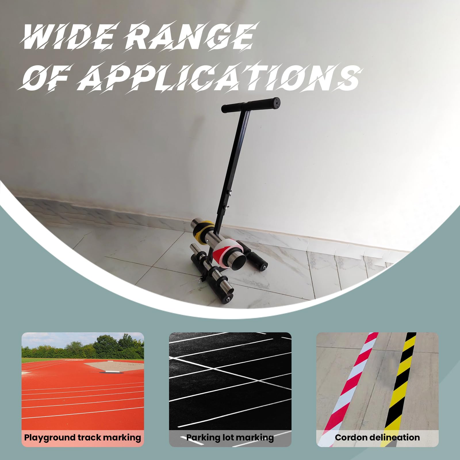 Professional Floor Tape Applicator - Efficient Court Line Tape Machine for Straight & Circular Markings - Ideal for Gym, Sports Court, Warehouse & Parking Lot Surfaces