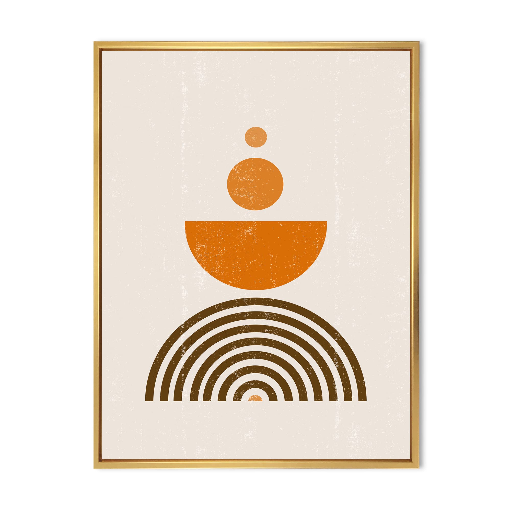Abstract Rainbow Sun and Moon Canvas Wall Art - Earth Tone Framed Print for Living Room & Bedroom Decor | Modern Home Office Wall Decor