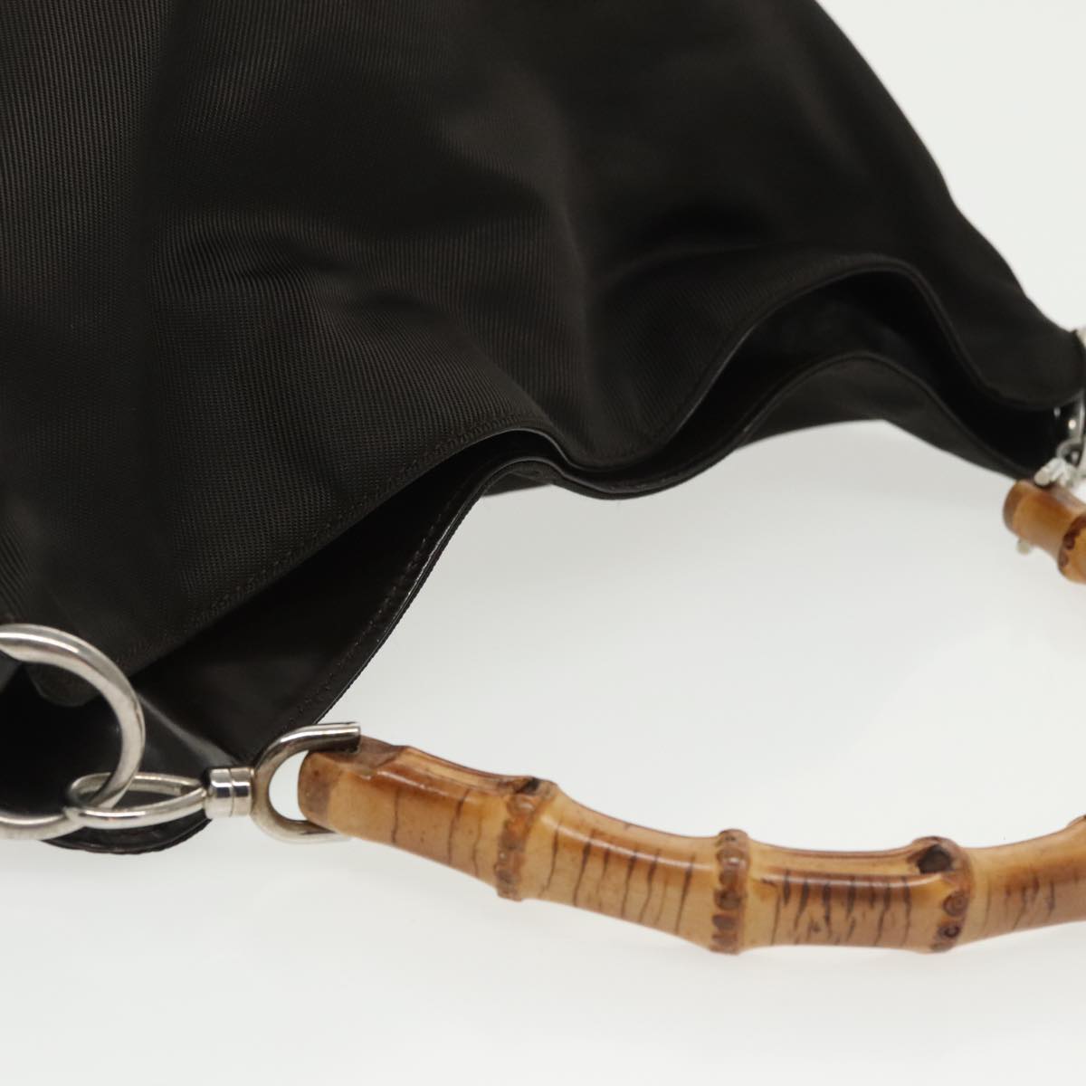 Eco-Friendly Bamboo Shopper Tote Bag - Black Nylon Reusable Grocery Bag for Shopping, Beach & Daily Use