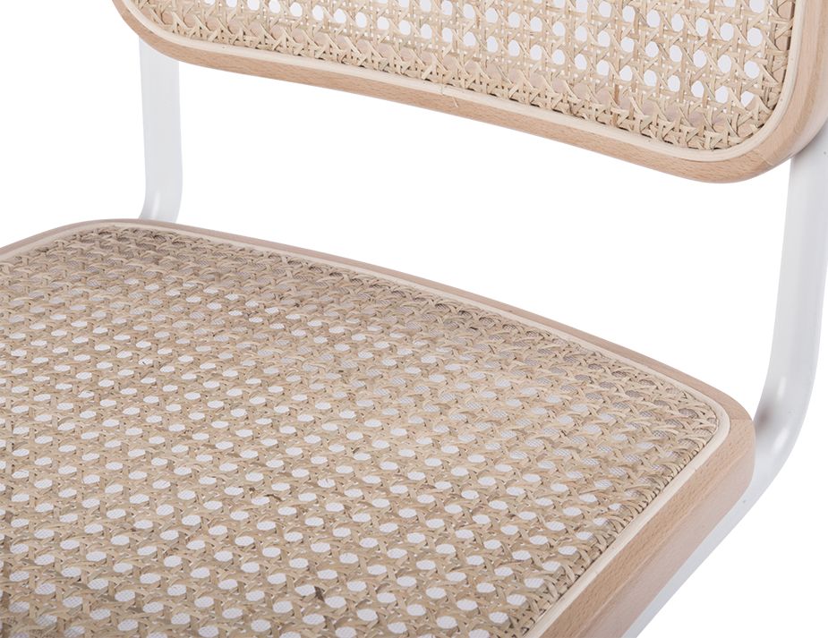 Calibre Chair - White Frame with Natural Cane Weave | Modern Wicker Dining Chair for Kitchen, Patio & Outdoor Use