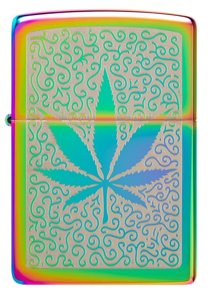 Zippo Cannabis Design Multi-Color Windproof Pocket Lighter for Outdoor Camping, Smoking & Survival Kits | Refillable & Durable Metal Lighter for Everyday Carry (EDC)