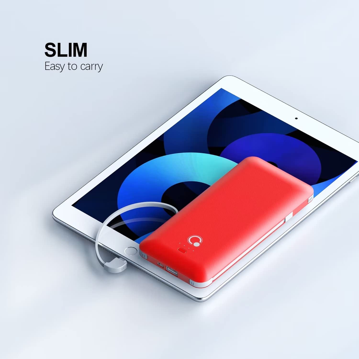 10000mAh Portable Charger with Built-in AC Plug - Slim Power Bank Fast Charging 4 Outputs USB B/C - External Battery Pack Includes 3 Cables for iPhone, Samsung, Android Phones - Perfect for Travel, Camping & Emergency Power Backup