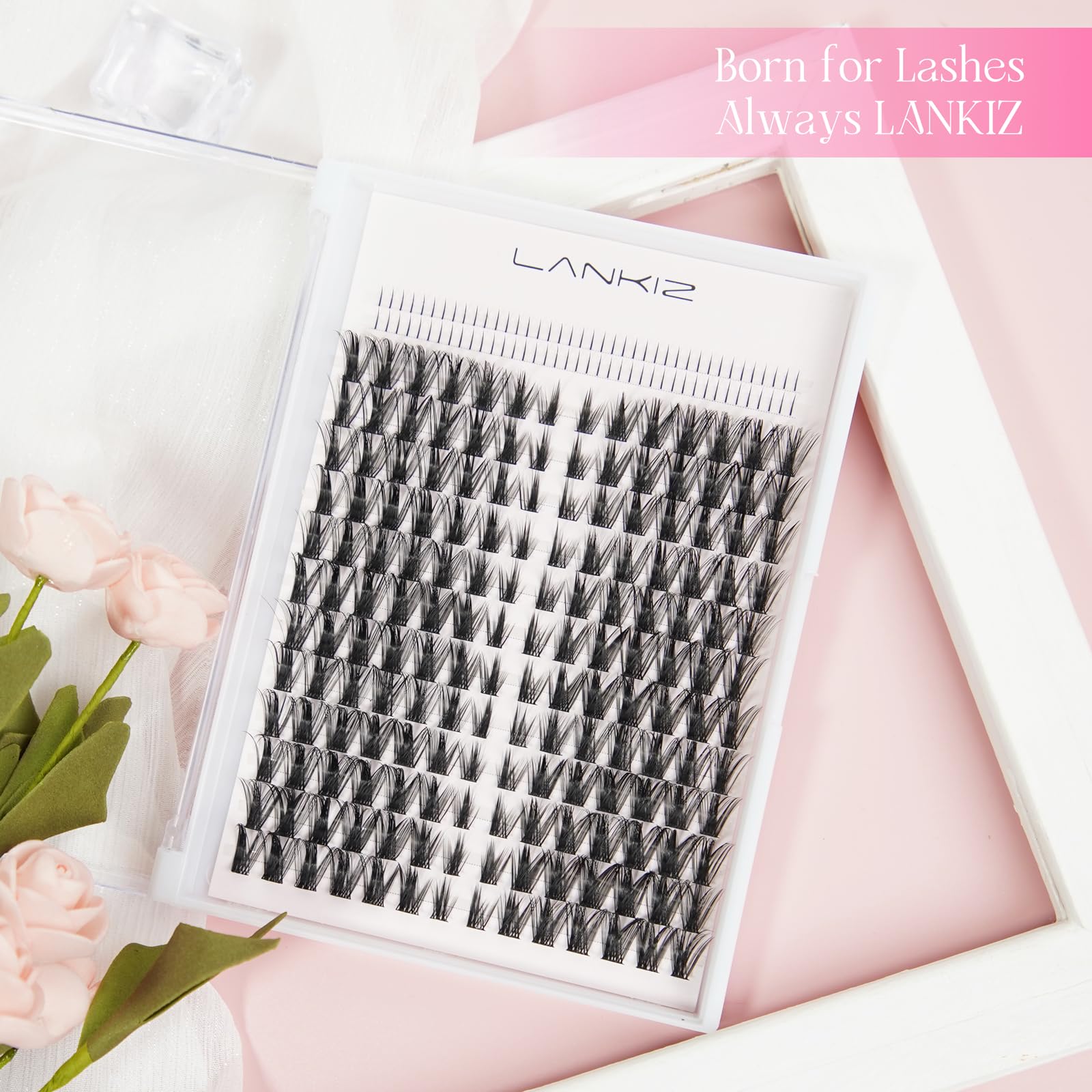 LANKIZ Manga Lashes - Natural Look False Eyelashes Clusters, D Curl Anime Lashes Extensions for Asian Eyes | Korean Makeup, Mink Wispy Fluffy Individual Lashes (Cluster-01 PLUS) - Perfect for Cosplay, Daily Wear & Special Occasions