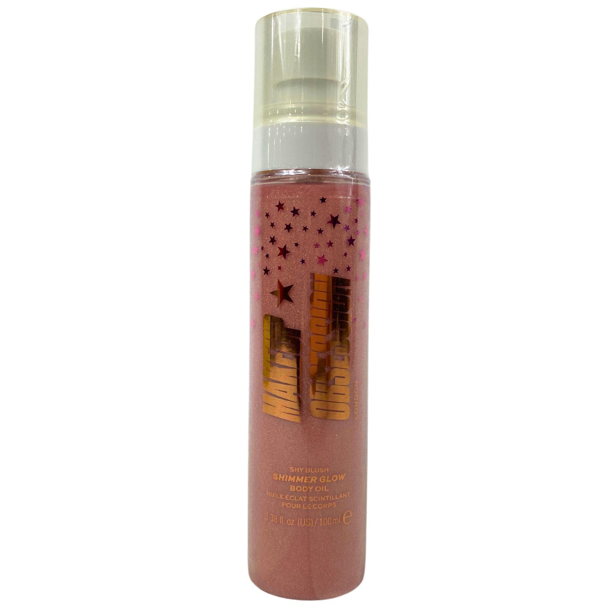 Makeup Obsession London Shy Blush Shimmer Glow Body Oil 3.38oz (36 Pcs) - Hydrating & Illuminating for Face & Body, Perfect for Parties & Date Nights