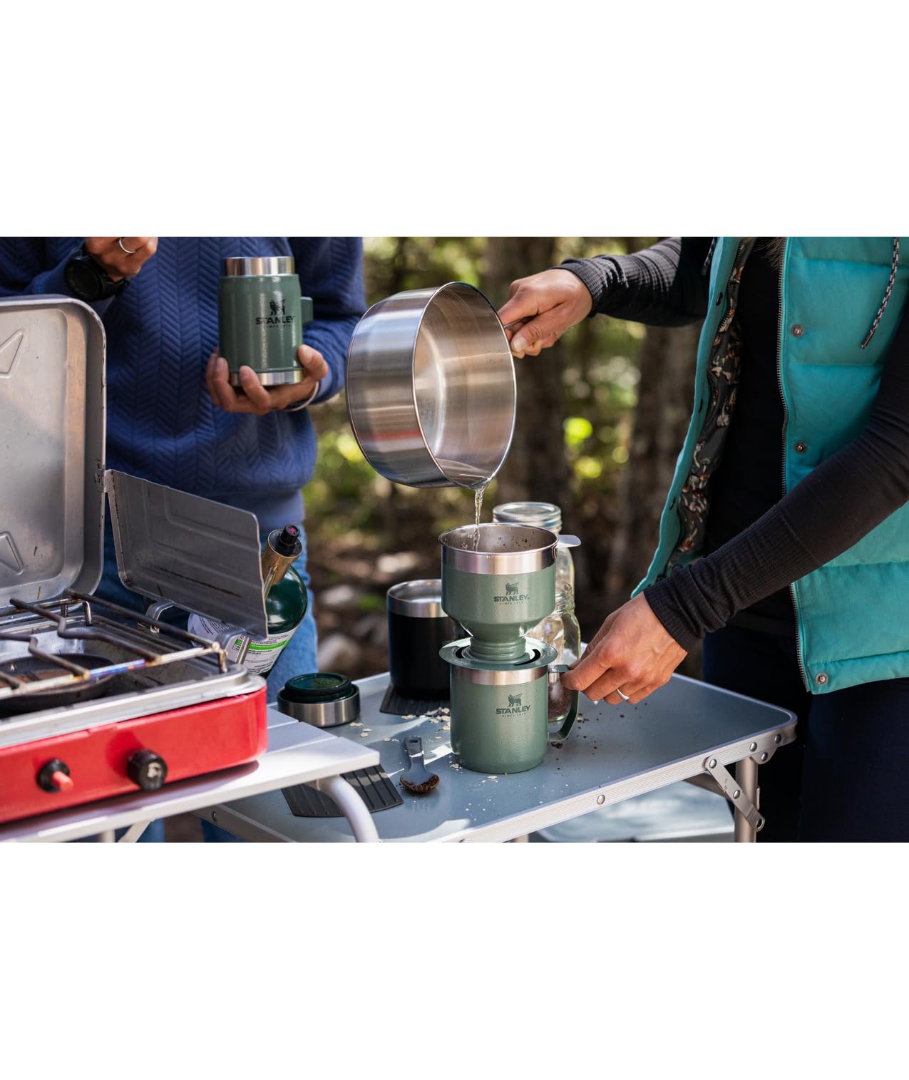 Stanley Perfect Brew Pour Over Coffee Maker - Manual Single Cup Drip Coffee Maker with Reusable Stainless Steel Filter | BPA-Free, Easy to Clean | Ideal for Camping, Office & Home Brewing | Polar Series