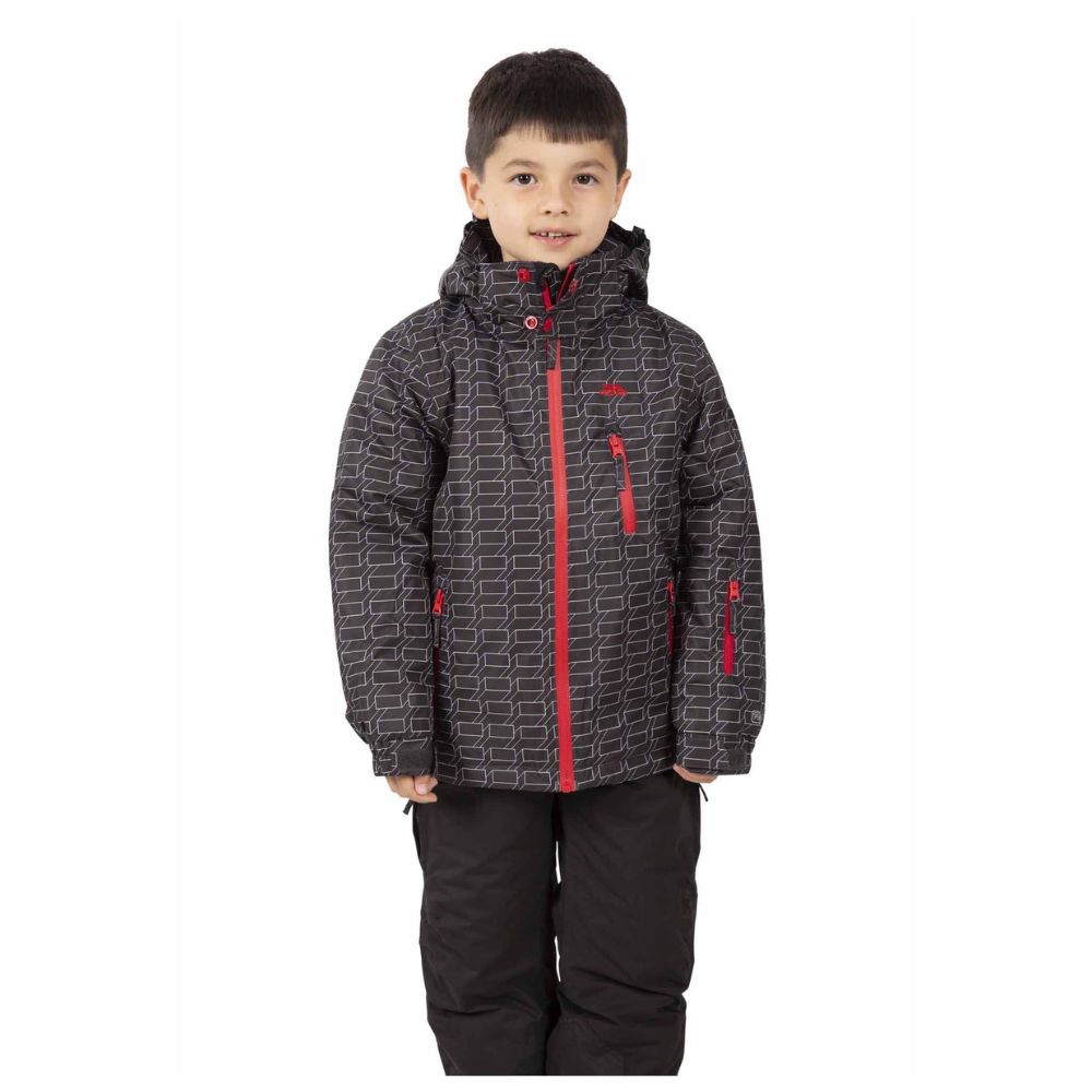 Trespass Boys' Waterproof Ski Jacket - Dark Grey, Warm Winter Coat for Kids, Perfect for Snowboarding & Outdoor Adventures